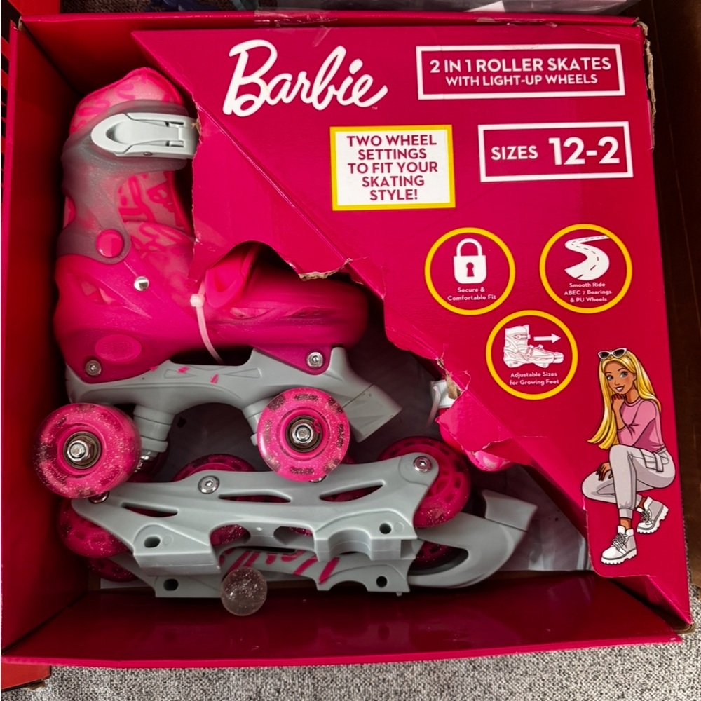 Barbie Pink & Gray 2-in-1 Light-Up Roller Skates